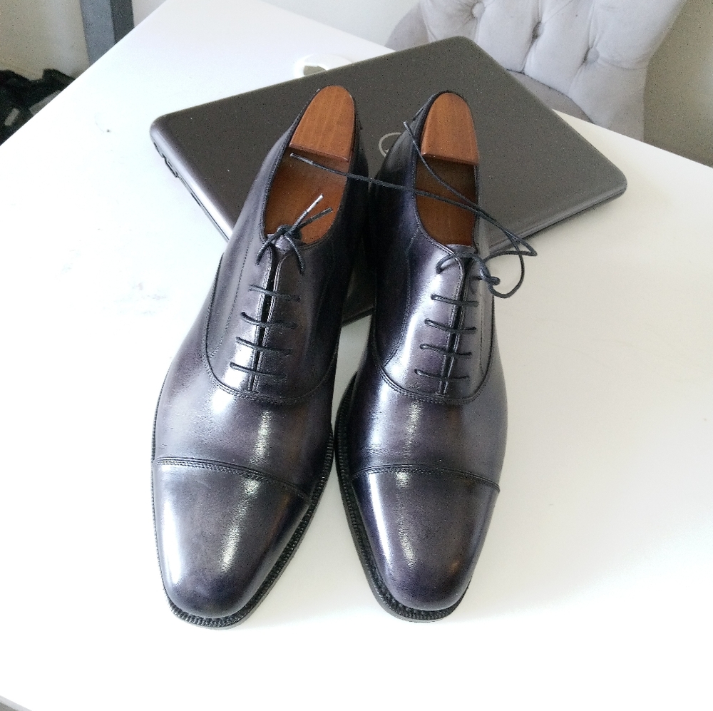 Elegant  NERO GRIGIO Leather Berluti Men's Dress Shoes